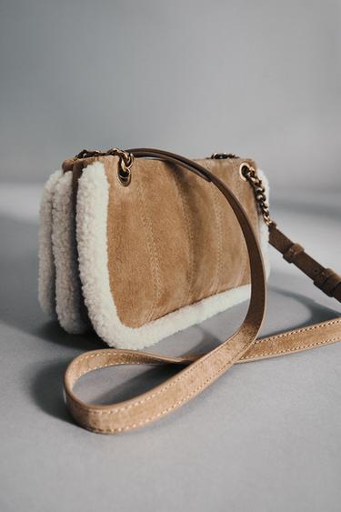 COMBINED LEATHER CROSSBODY BAG - Beige by Zara