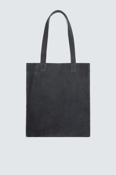 LEATHER TOTE BAG - Blue by Zara