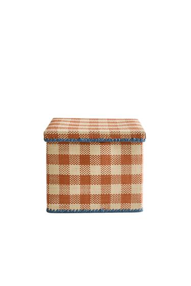 KIDS' COLLAPSIBLE CHECK BASKET - Mustard by Zara