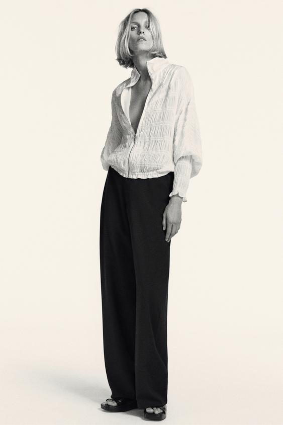 ZW COLLECTION RUCHED BOMBER JACKET - Ecru by Zara - Image 0
