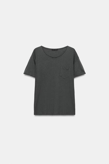 COTTON POCKET T-SHIRT - Anthracite grey by Zara