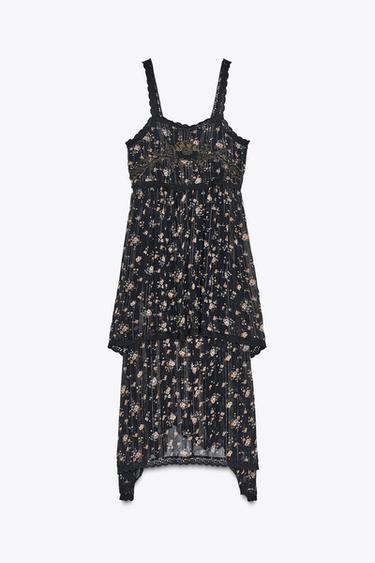 ZW COLLECTION FLORAL PRINT DRESS - Black by Zara