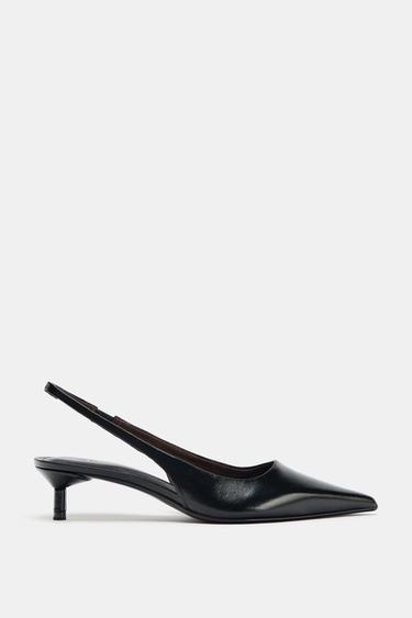 LEATHER SLINGBACK SHOES - Black by Zara