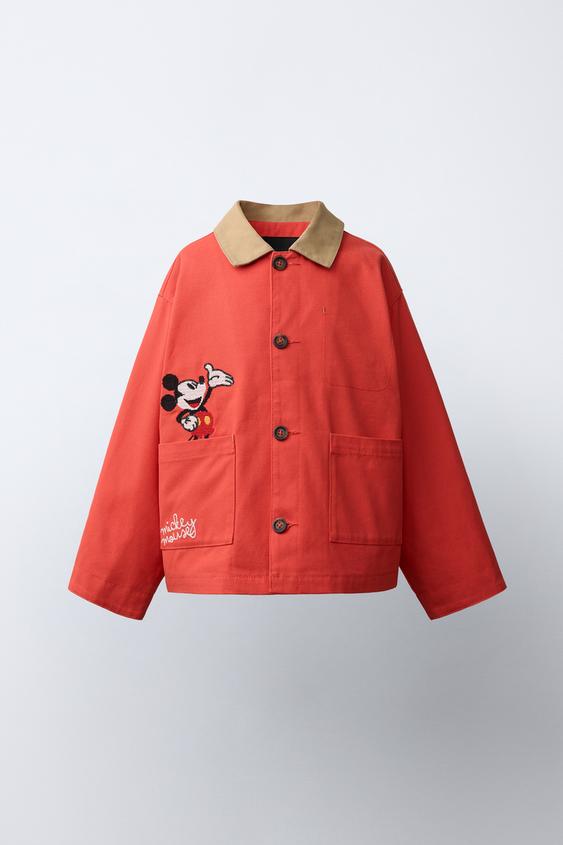 EMBROIDERED MICKEY MOUSE © DISNEY CANVAS JACKET - Dark coral by Zara - Image 0