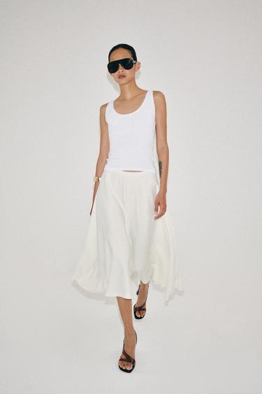 ZW COLLECTION LAYERED MIDI SKIRT - Ecru by Zara