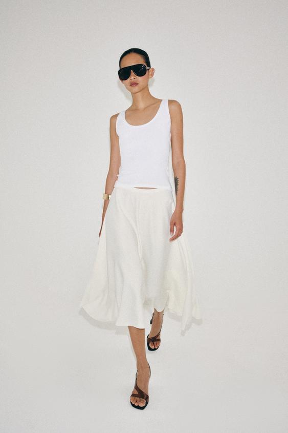 ZW COLLECTION LAYERED MIDI SKIRT - Ecru by Zara - Image 0