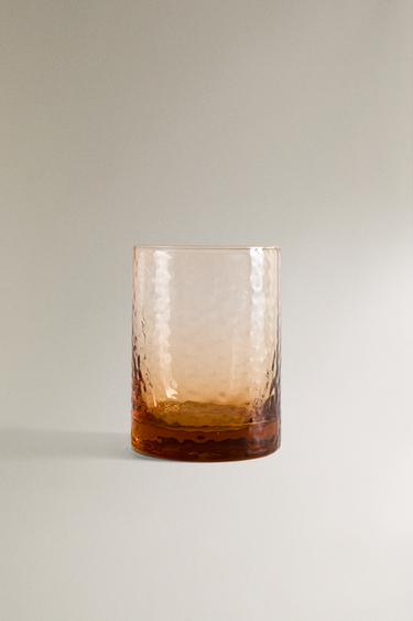 HAMMERED GLASS TUMBLER - Peach by Zara - Image 0