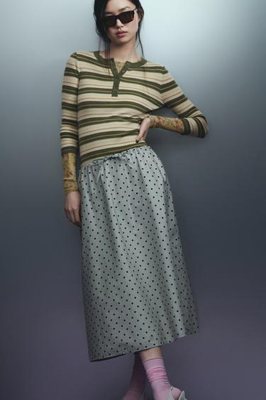 POLKA DOT MIDI SKIRT - Mid-grey by Zara