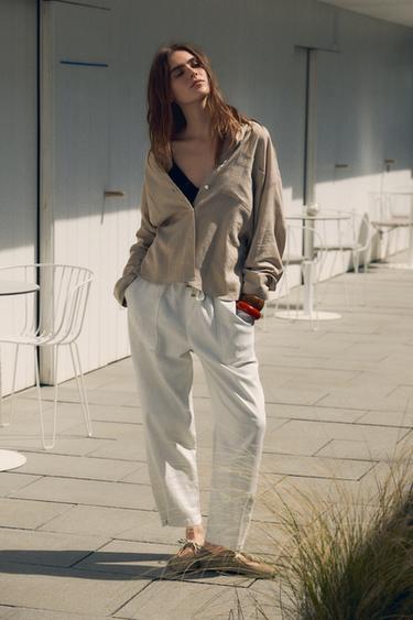 JOGGER TROUSERS WITH BUTTONED HEMS - Ecru by Zara - Image 0