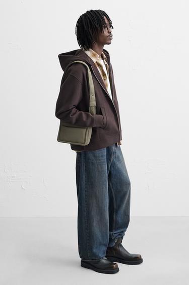NYLON CROSSBODY BAG WITH FLAP - Khaki Green by Zara - Image 0
