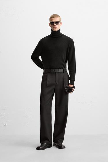 PLEATED TROUSERS WITH BELT - Black by Zara - Image 0