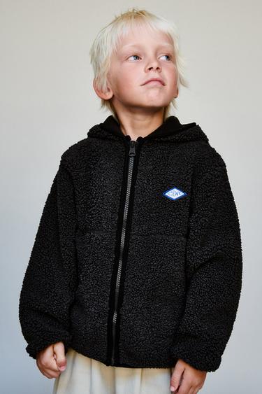 FAUX SHEARLING JACKET WITH HOOD - Dark anthracite by Zara