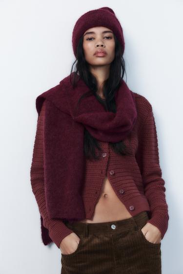 PLAIN KNIT SCARF - Burgundy by Zara - Image 0