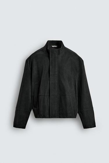 TEXTURED LEATHER EFFECT JACKET - Black by Zara