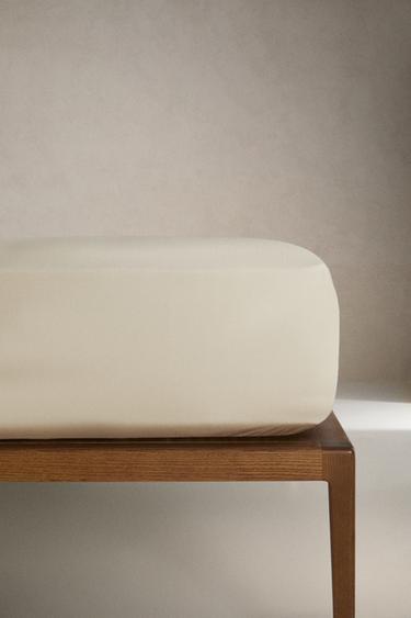 PERCALE FITTED SHEET | 30 CM HIGH (200 THREAD COUNT) - Vanilla by Zara