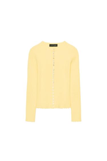 RIB KNIT CARDIGAN - Pastel yellow by Zara