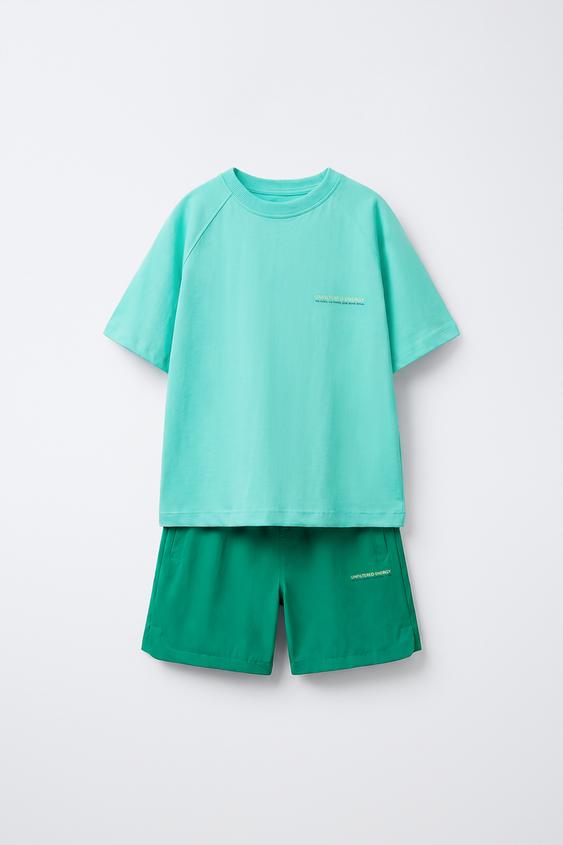 TECHNICAL T-SHIRT AND BERMUDA SHORTS SET - Green by Zara - Image 0