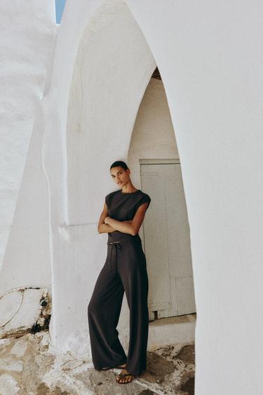 RUSTIC STRAIGHT TROUSERS - Anthracite grey by Zara