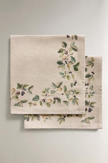 PACK OF FRUIT PRINT NAPKINS (PACK OF 2) - Greenish by Zara