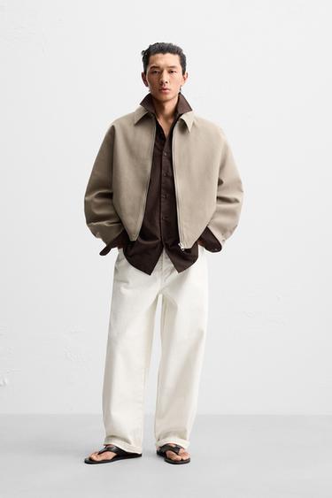 CONTRAST RELAXED FIT JACKET - Taupe grey by Zara - Image 0