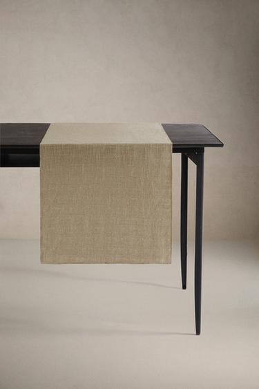 TEXTURED LINEN TABLE RUNNER - Light beige by Zara