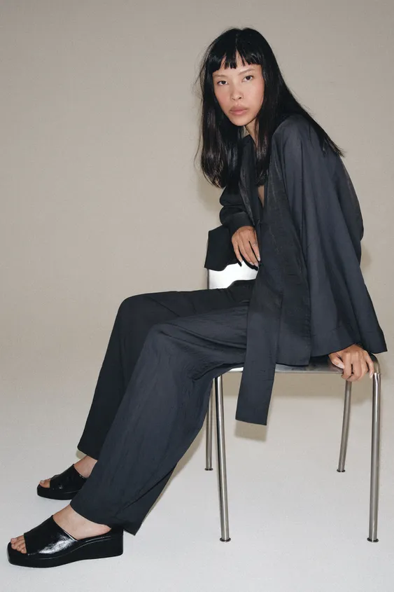 LEATHER PLATFORM SANDALS - Black by Zara - Image 0