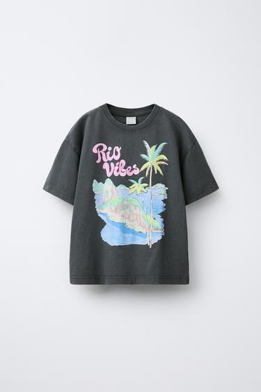 PRINTED T-SHIRT - Anthracite grey by Zara - Image 0
