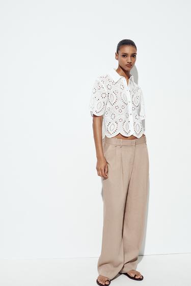 SHIRT WITH CUTWORK EMBROIDERY - White by Zara