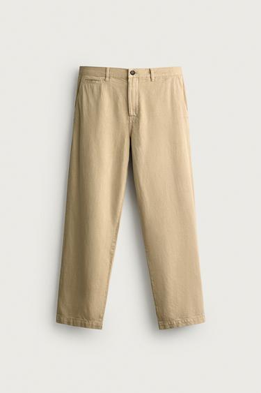STRAIGHT-LEG CHINO TROUSERS - camel by Zara