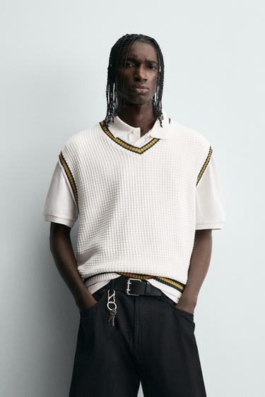 CONTRAST STRIPE KNIT WAISTCOAT - White by Zara