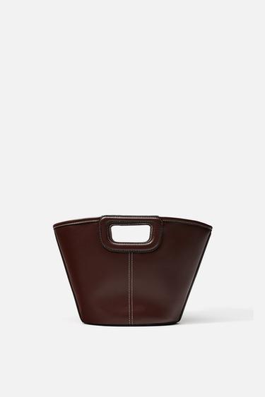 TOPSTITCHED TOTE BAG - Burgundy Red by Zara