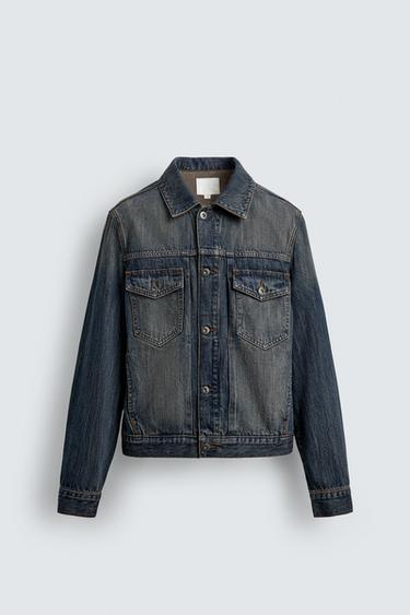 CROPPED FIT DENIM JACKET - Blue / Green by Zara