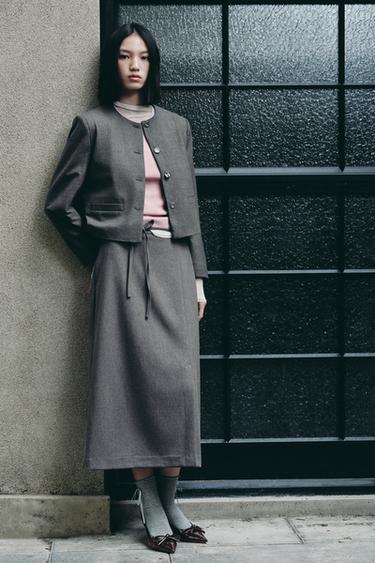 BELTED PENCIL SKIRT - Grey marl by Zara