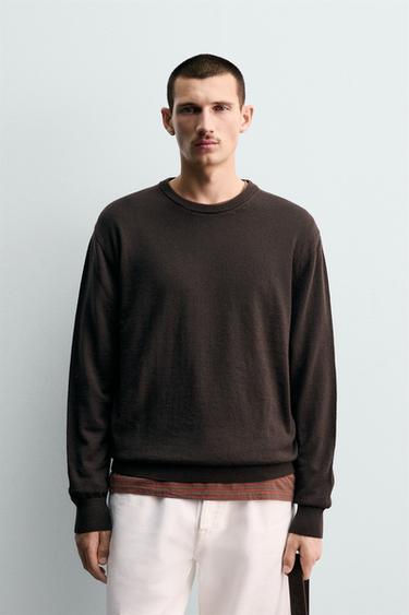 REGULAR FIT WOOL JUMPER - Chocolate by Zara