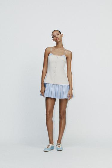 SHORT POPLIN CONTRAST DRESS - Blue/White by Zara - Image 0