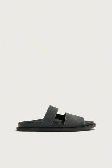 LEATHER STRAPPY SANDALS - Blue by Zara