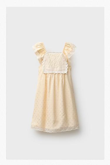 FLOWING JACQUARD BIB DRESS - Vanilla by Zara