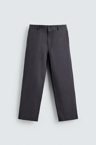 100% LINEN SUIT TROUSERS - Dark grey by Zara