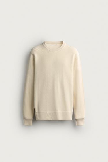 PURL KNIT REGULAR FIT JUMPER - Ecru by Zara