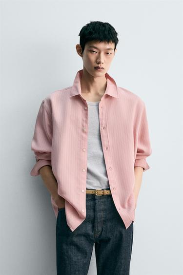 STRIPED FLOWING SHIRT - Pink by Zara