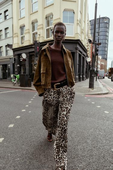 WIDE SATIN TROUSERS WITH BELT - Leopard by Zara - Image 0