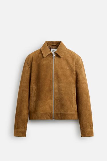 LIMITED EDITION SUEDE LEATHER JACKET - camel by Zara