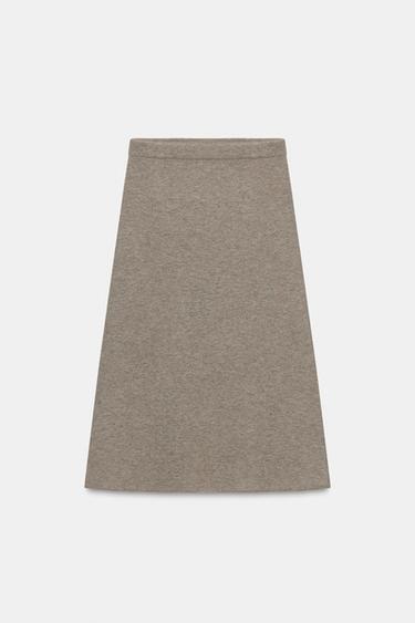 PLAIN KNIT MIDI SKIRT - Sand / Marl by Zara