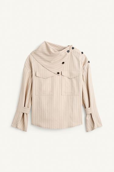 STRPD PCKT SHRT - Beige by Zara