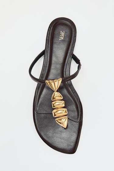 FLAT FISH APPLIQUÉ SANDALS - Brown by Zara