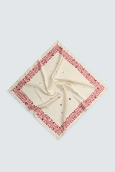 GEOMETRIC PRINT SATIN BANDANA - Ecru by Zara