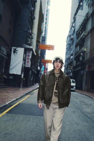 FAUX LEATHER BOMBER JACKET - Brown by Zara