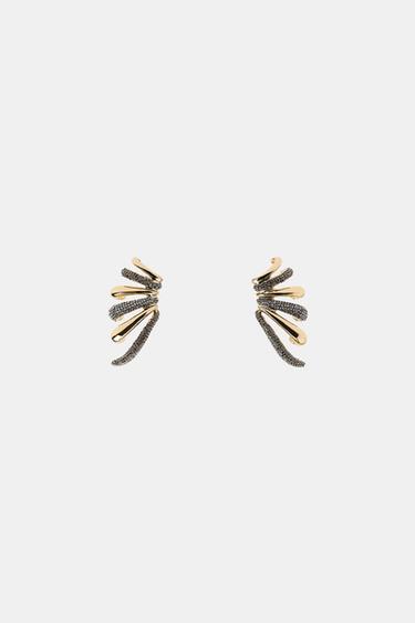 RHINESTONE EAR CUFF EARRINGS - Golden by Zara