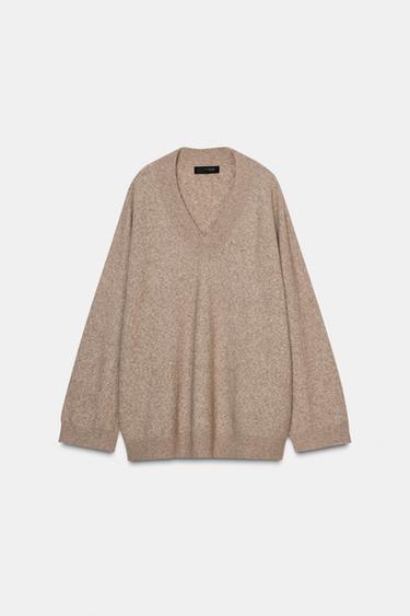 OVERSIZE WOOL JUMPER - Mink marl by Zara