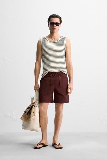 DRAWSTRING LONG SWIMMING TRUNKS - Burgundy by Zara - Image 0